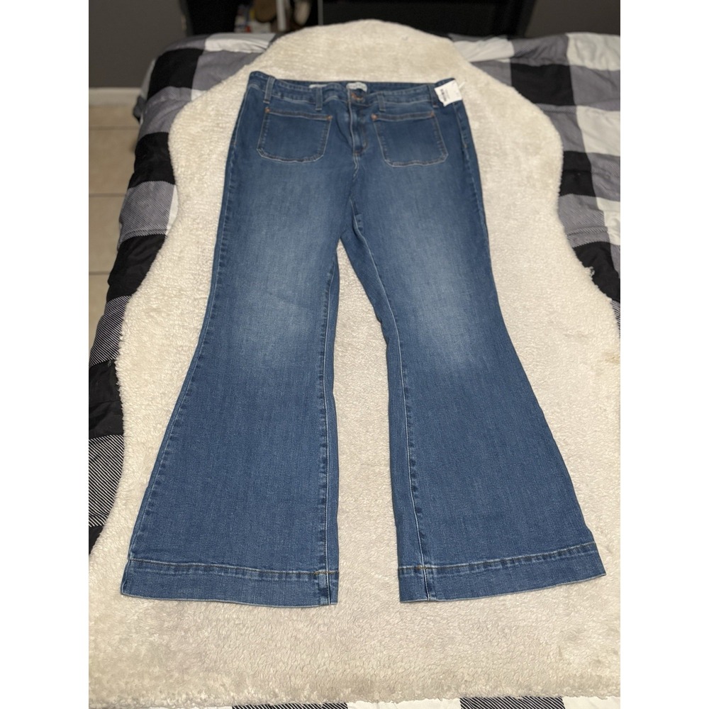 New Ava & Viv High Rise Flare Blue Denim Jeans Plus Size 18 Pants Stretch
